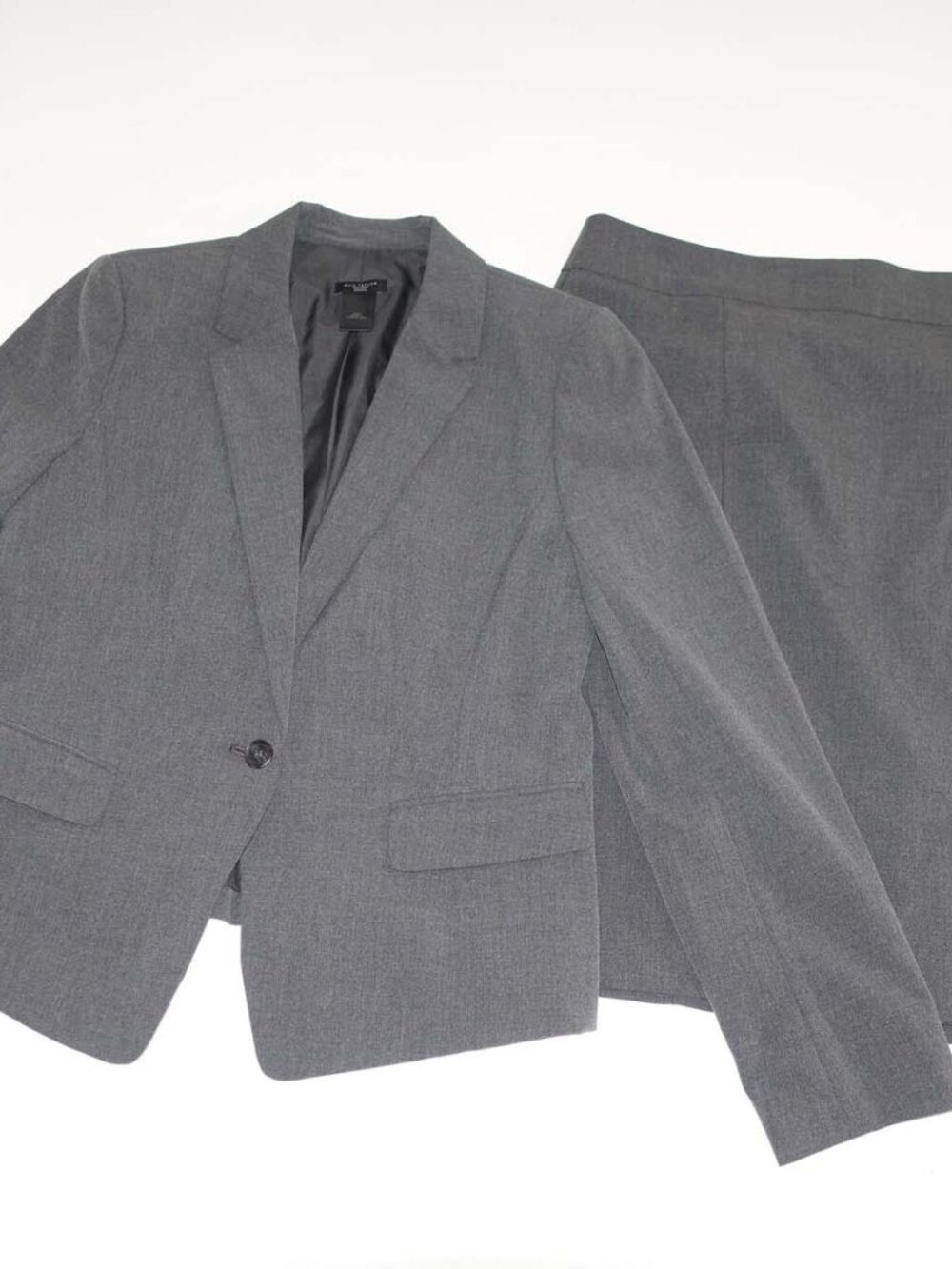 Ann Taylor Women's Blazer Skirt Suit Size 10 / 10 Petite Medium Gray Polyester